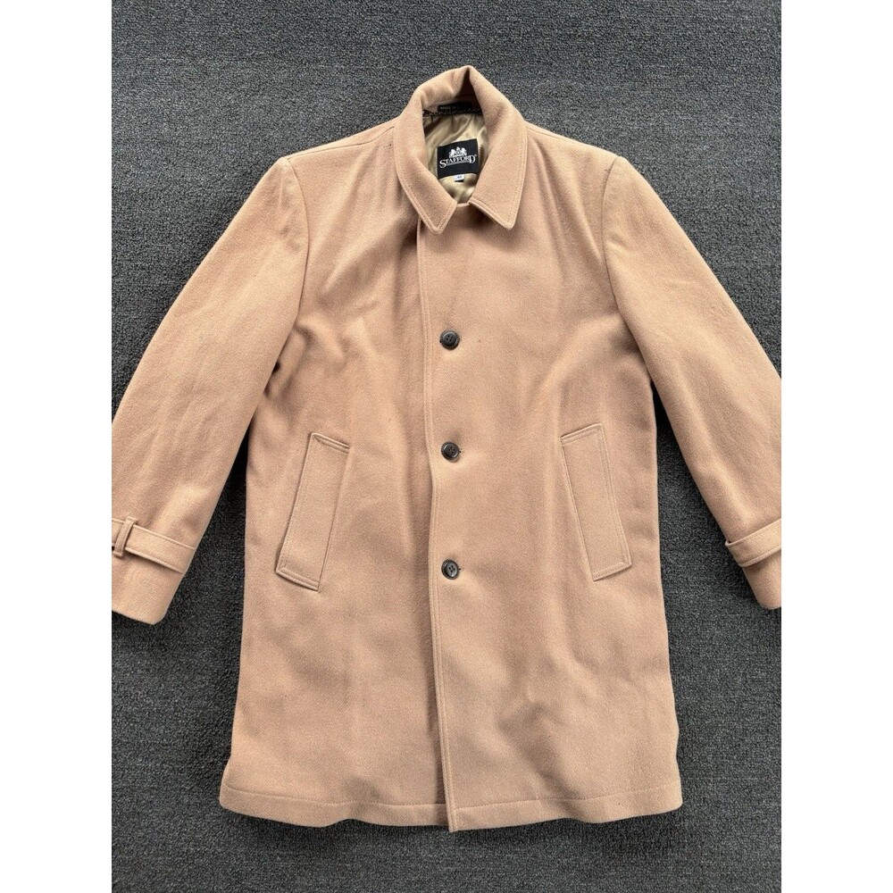 Vintage Stafford Camel Wool Overcoat Men’s 44R Made‎ In USA Brown